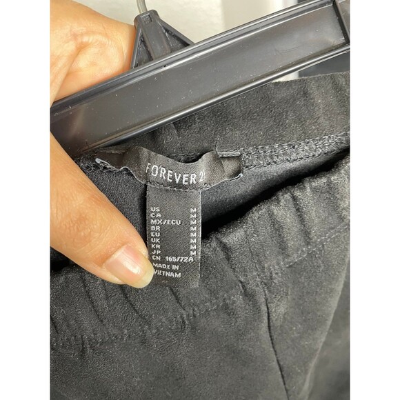 Forever 21 Black Flare Pants M Y2K 70s Retro High Waist Bell Bottom Suede Style - Picture 4 of 6